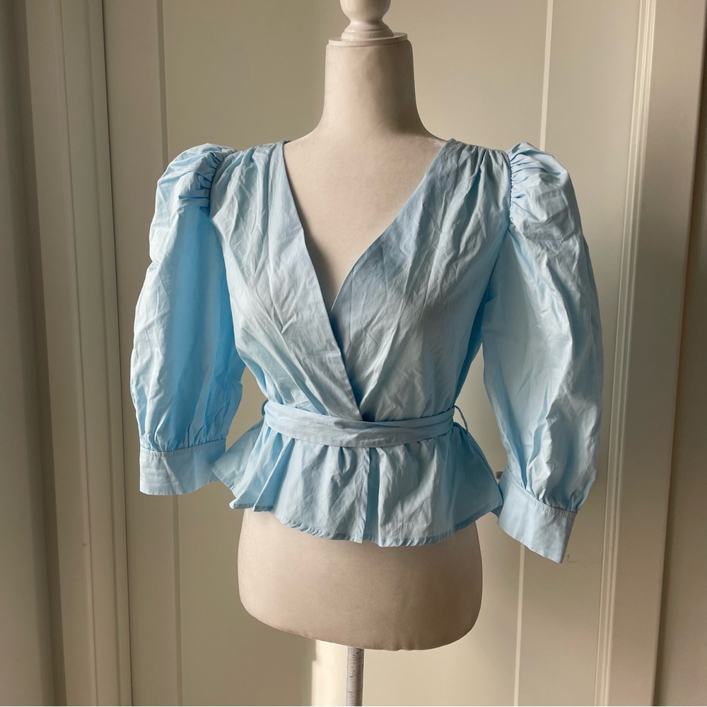 New With Tags Puff Sleeve Peplum Blouse